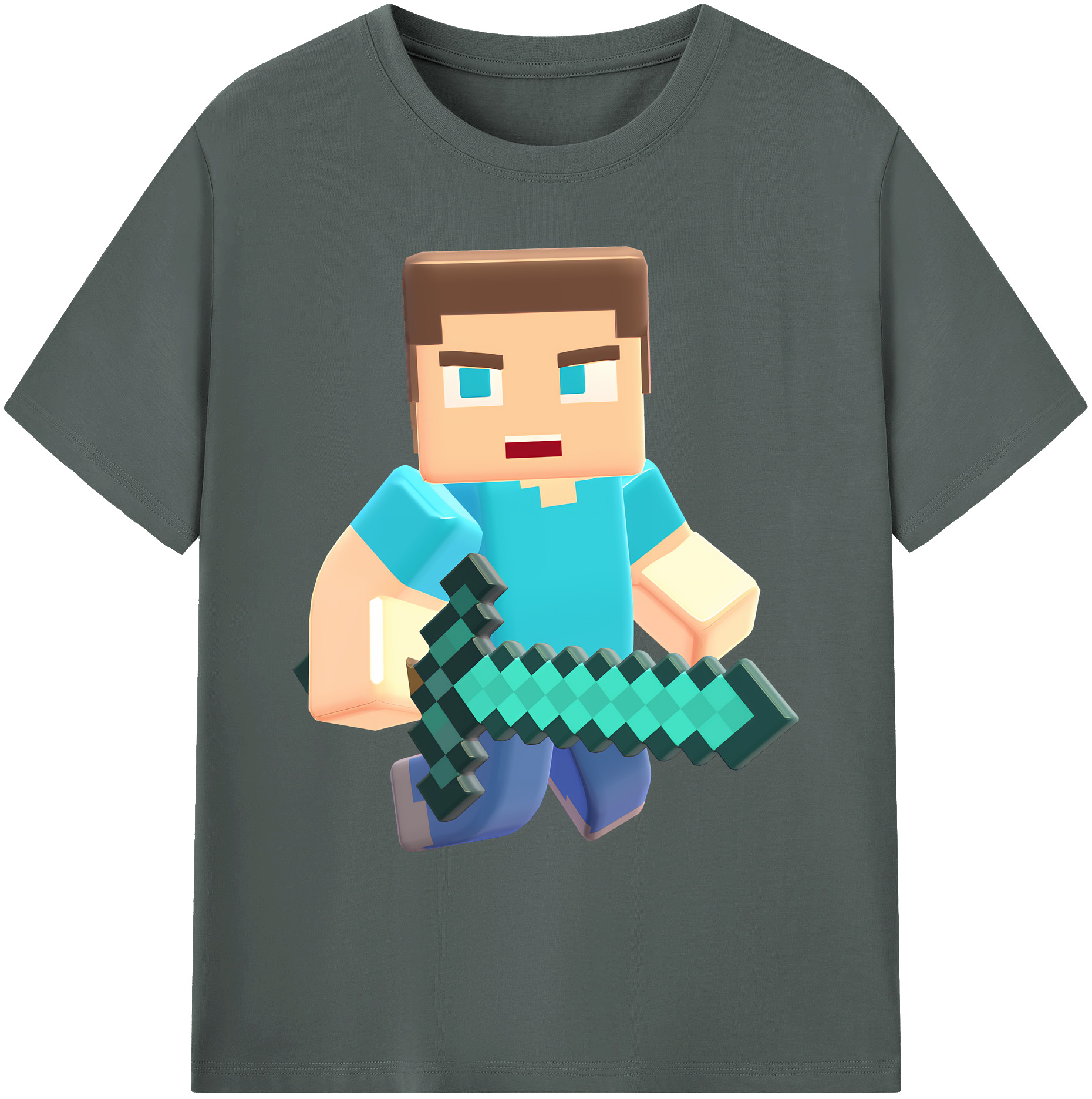 （画像用） マインクラフト ブロックの世界 Minecraft MC Block world 綿100％ メンズ半袖Tシャツ｜肌触りやわらか＆通気性